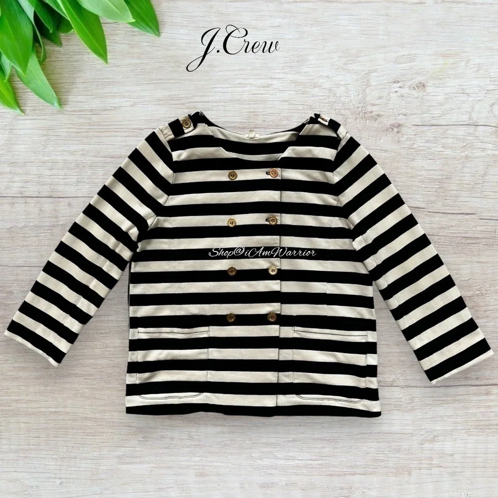J.Crew navy/cream striped sailor double breasted knit jacket *shop@iamwarrior